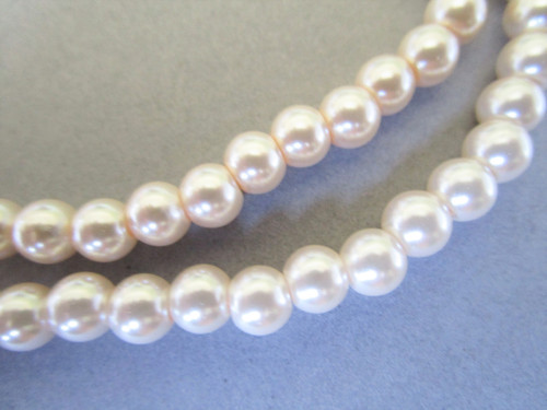 Beige 6mm round glass pearl beads