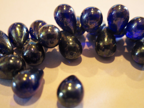 Blue 6x9mm teardrop Czech glass beads