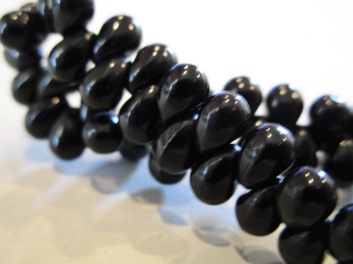 Black 4x6mm teardrop Czech glass beads