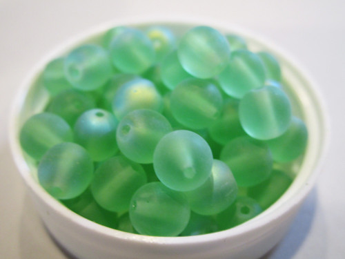 Green 6mm round Czech glass beads
