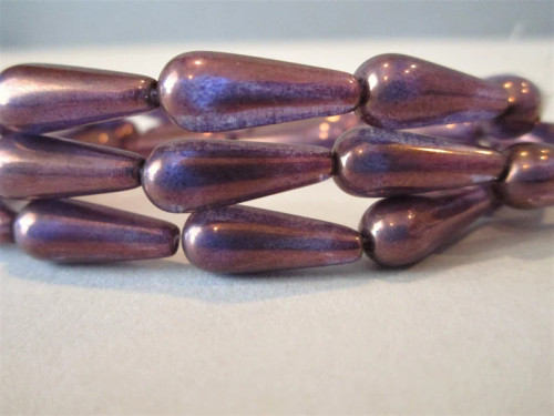 Purple 6x15mm teardrop Czech glass beads
