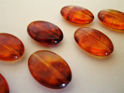 Brown 19x13mm flat oval acrylic beads