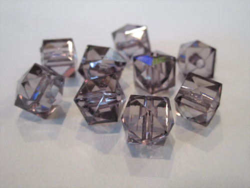 Gray 10mm faceted cube acrylic beads