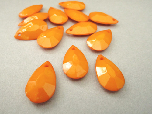 Orange 20x12mm faceted teardrop acrylic beads