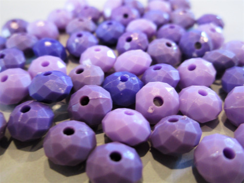 Purple 8mm faceted rondelle acrylic beads