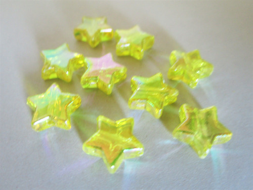 Yellow ab 10mm star acrylic beads