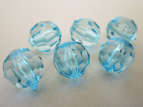 Blue 12mm faceted round acrylic beads