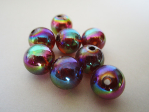 Brown ab 10mm round acrylic beads