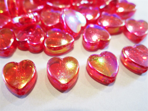 Pink ab 8mm heart acrylic beads