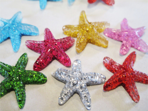 Assorted glitter 17mm starfish resin cabochons