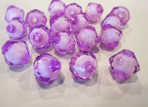 Purple 10mm faceted bicone acrylic bead in a bead