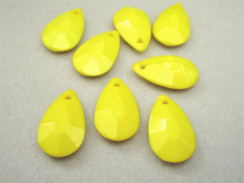 Opaque Yellow 20x12mm faceted teardrop acrylic beads