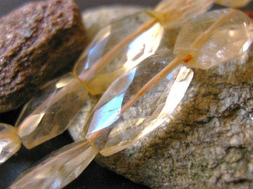 Citrine flat oval gemstone beads
