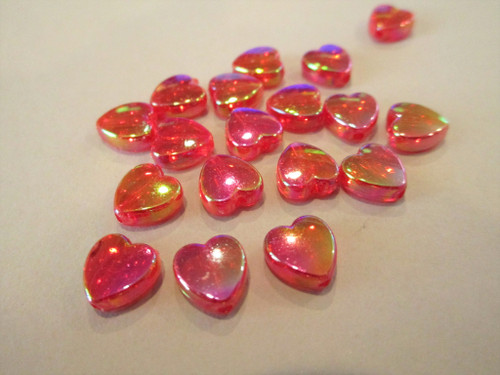 Transparent red ab 8mm heart acrylic beads
