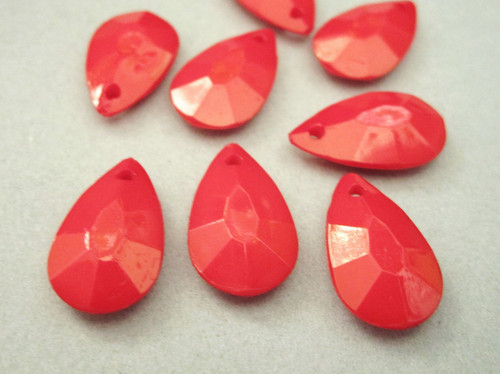 Opaque red 20x12mm faceted teardrop acrylic beads