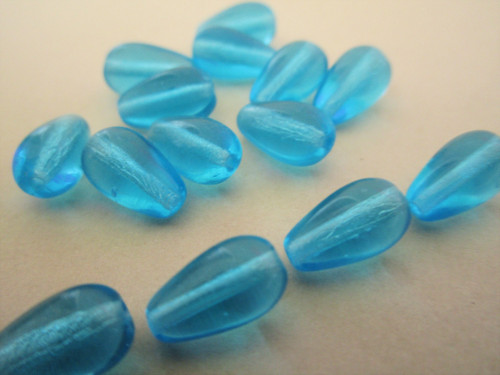Blue 10x6mm teardrop Czech glass beads