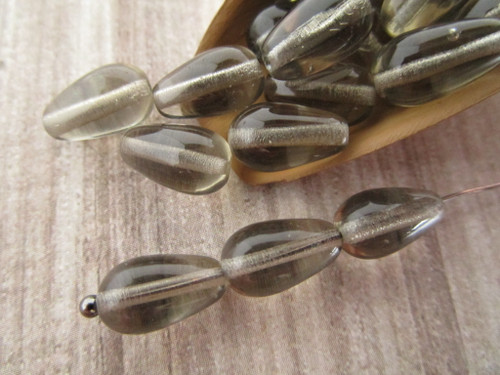 Black diamond gray 10x6mm teardrop Czech glass beads
