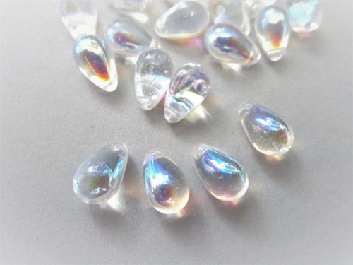 Clear ab 6x9mm teardrop Czech glass beads