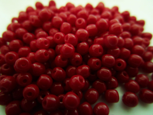 Blood red 3mm round druk Czech glass beads