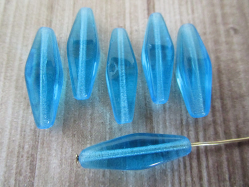 Aqua blue 24x9mm bicone Czech glass beads
