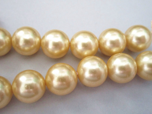Yellow 12mm round vintage plastic pearl bead