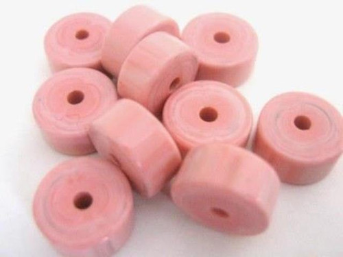 Opaque pink 5x10mm rondelle vintage lucite beads