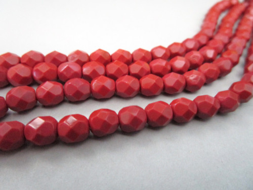 Burnt umber 6mm faceted round Czech glass beads