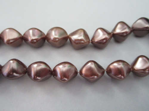 Brown 13mm Bicone Vintage Plastic Pearl Bead