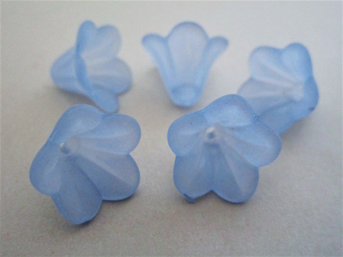 Blue 15x10mm bell flower acrylic beads
