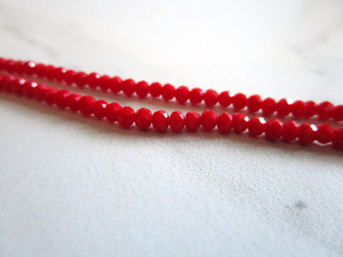 Opaque red 4x3mm faceted rondelle glass beads