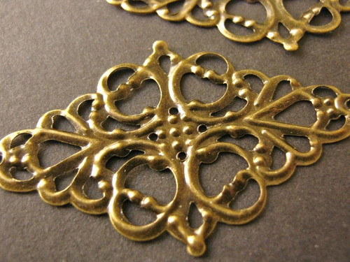 Filigree connector 29x50mm antique bronze finish stamping