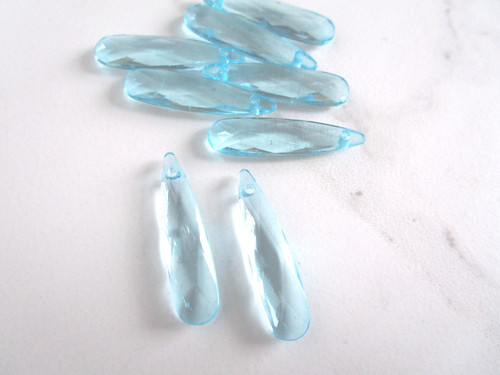 Blue 9x35mm faceted teardrop acrylic beads