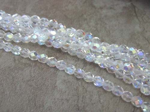 Clear ab 6mm faceted round czech glass bead