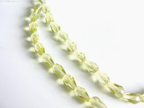 Yellow 7x12mm faceted teardrop glass beads