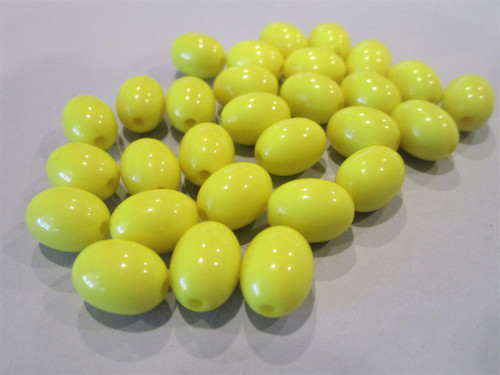 Opaque yellow 12x9mm oval acrylic beads