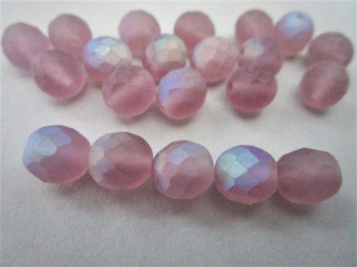 Matte amethyst ab purple 8mm faceted round Czech beads