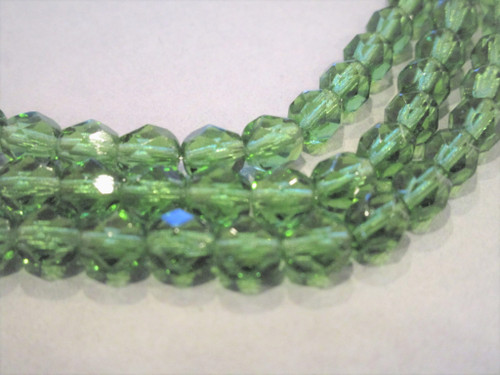 Green prairie 6mm faceted round Czech beads