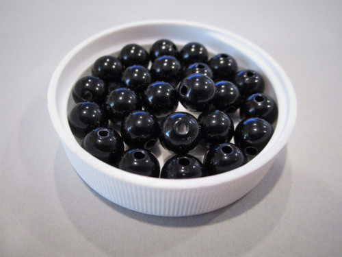 Opaque Black 8mm Round Acrylic Plastic Beads