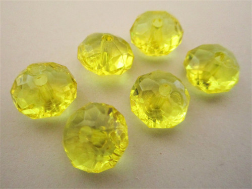 Transparent yellow 11mm faceted rondelle acrylic beads