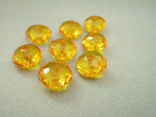 Transparent orange 11mm faceted rondelle acrylic beads