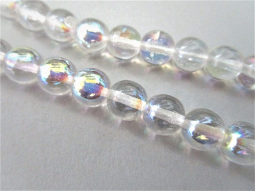 Crystal clear ab 8mm round druk Czech beads