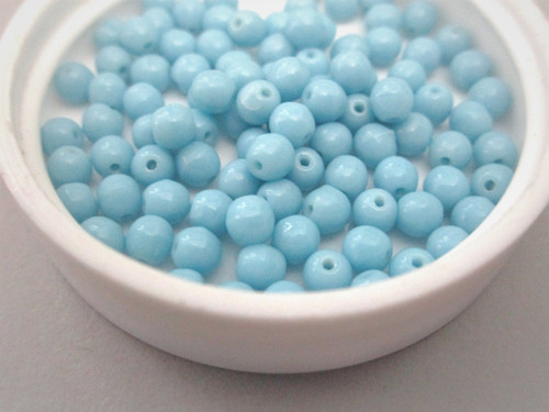 Turquoise blue 4mm round Czech glass beads