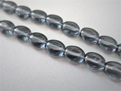 Montana blue 8x6mm flat oval Czech glass beads