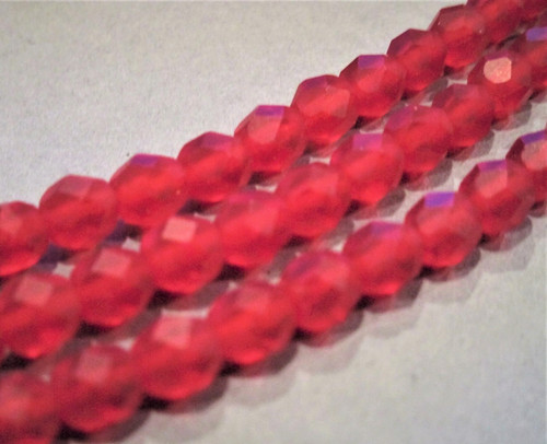 Matte siam red 6mm faceted round Czech glass beads