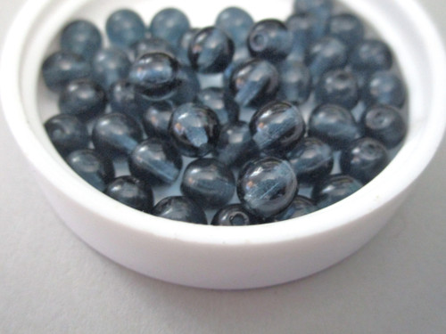 Montana blue 6mm round druk Czech glass beads