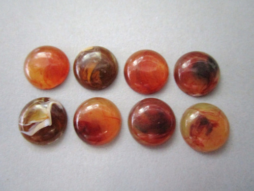Brown marble 10mm round vintage lucite cabochon