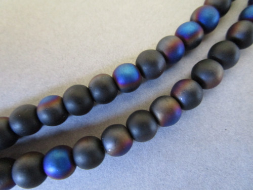 Black ab 6mm round glass beads