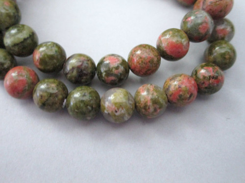 Unakite 8mm round gemstone beads