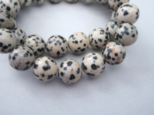 Dalmation jasper 10.5mm round gemstone beads