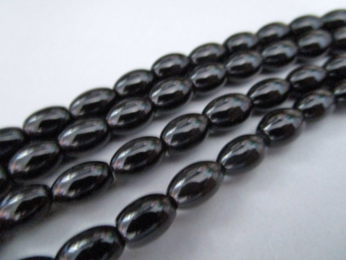 Obsidian 6x4mm oval gemstone beads